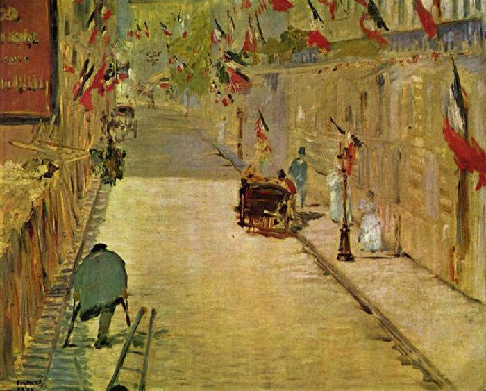 Edouard Manet Rue Mosnier mit Fahnen Spain oil painting art